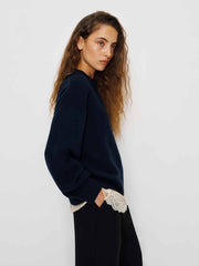 Reformation Cove Cashmere Oversized Crew - Navy