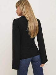 Reformation Karina Regenerative Wool Scoop Neck Cardigan - Black