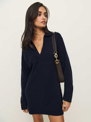 Reformation Maeve Cashmere Polo Dress - Navy