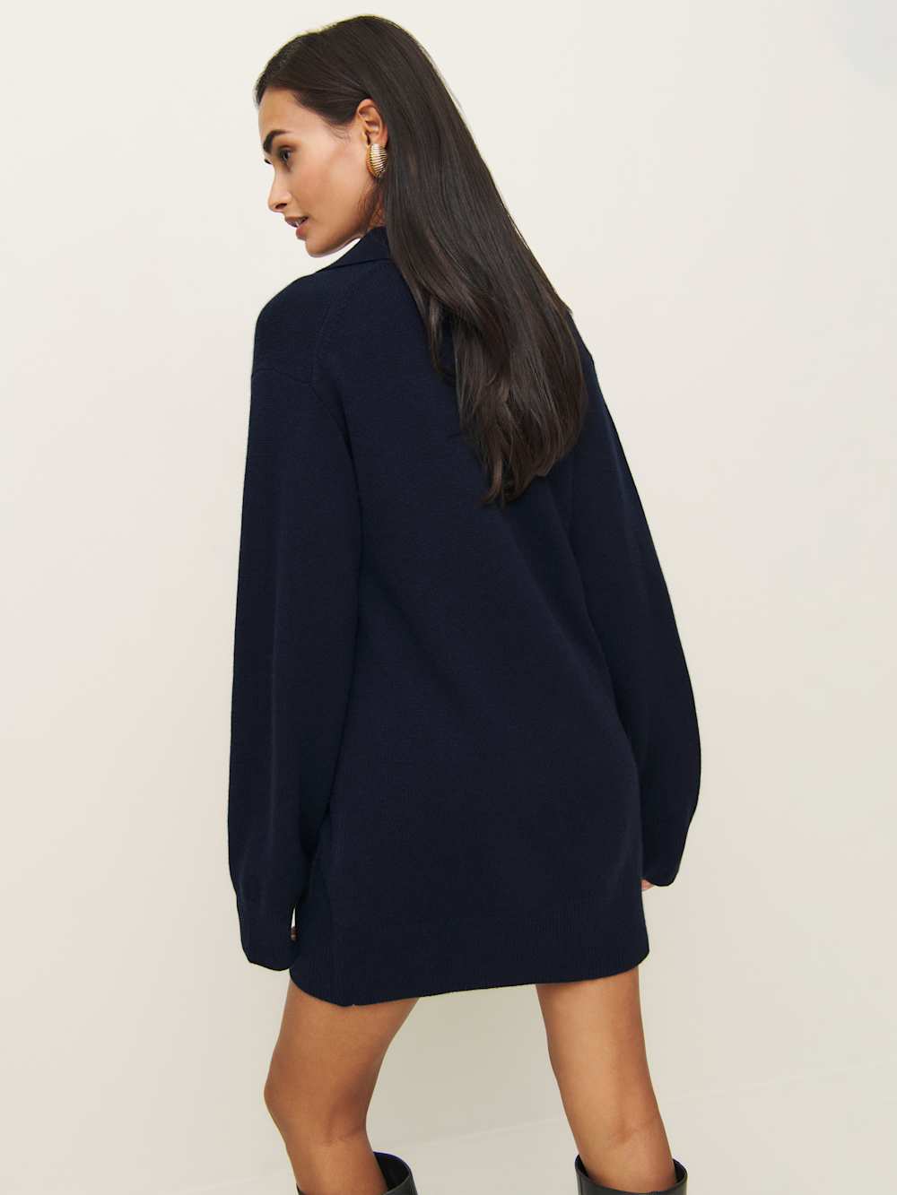 Reformation Maeve Cashmere Polo Dress - Navy