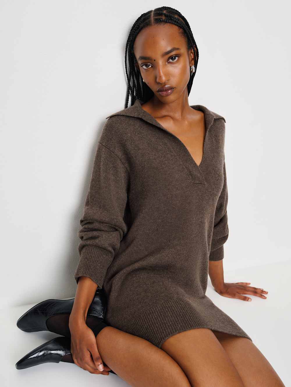 Reformation Maeve Cashmere Polo Dress - Walnut