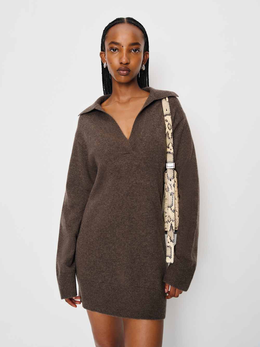 Reformation Maeve Cashmere Polo Dress - Walnut