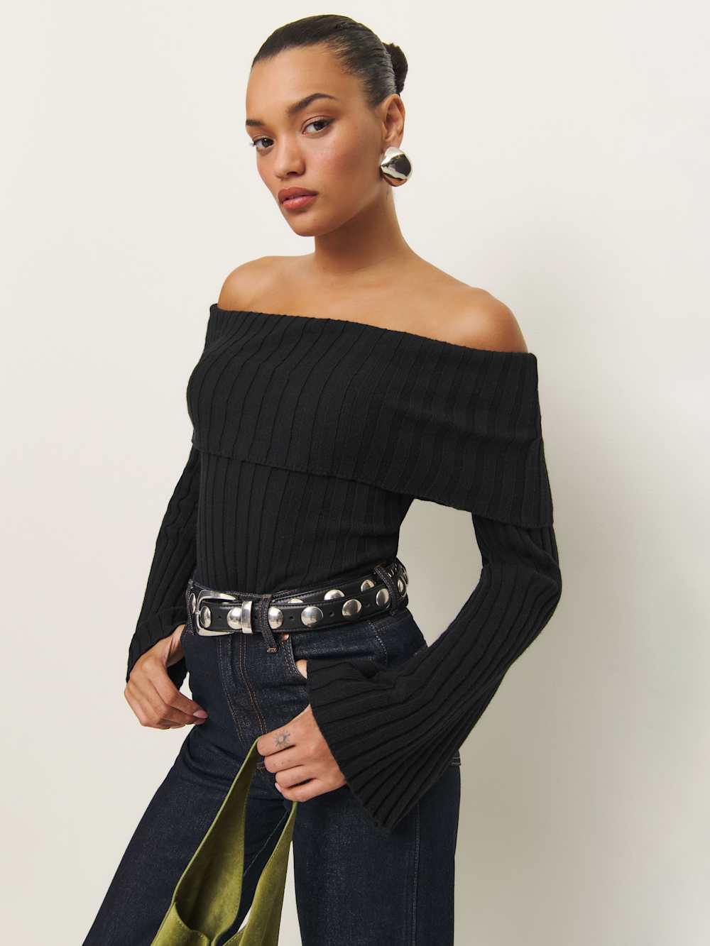 Reformation Lana Cashmere Blend Sweater - Black
