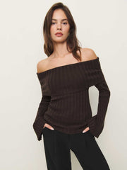 Reformation Lana Cashmere Blend Sweater - Black Bean