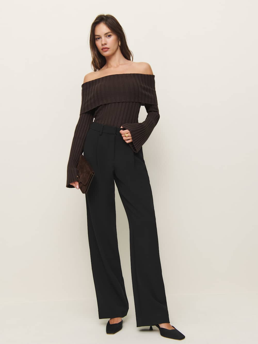 Reformation Lana Cashmere Blend Sweater - Black Bean