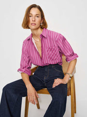 Reformation Eli Oversized Shirt - Hibiscus Stripe