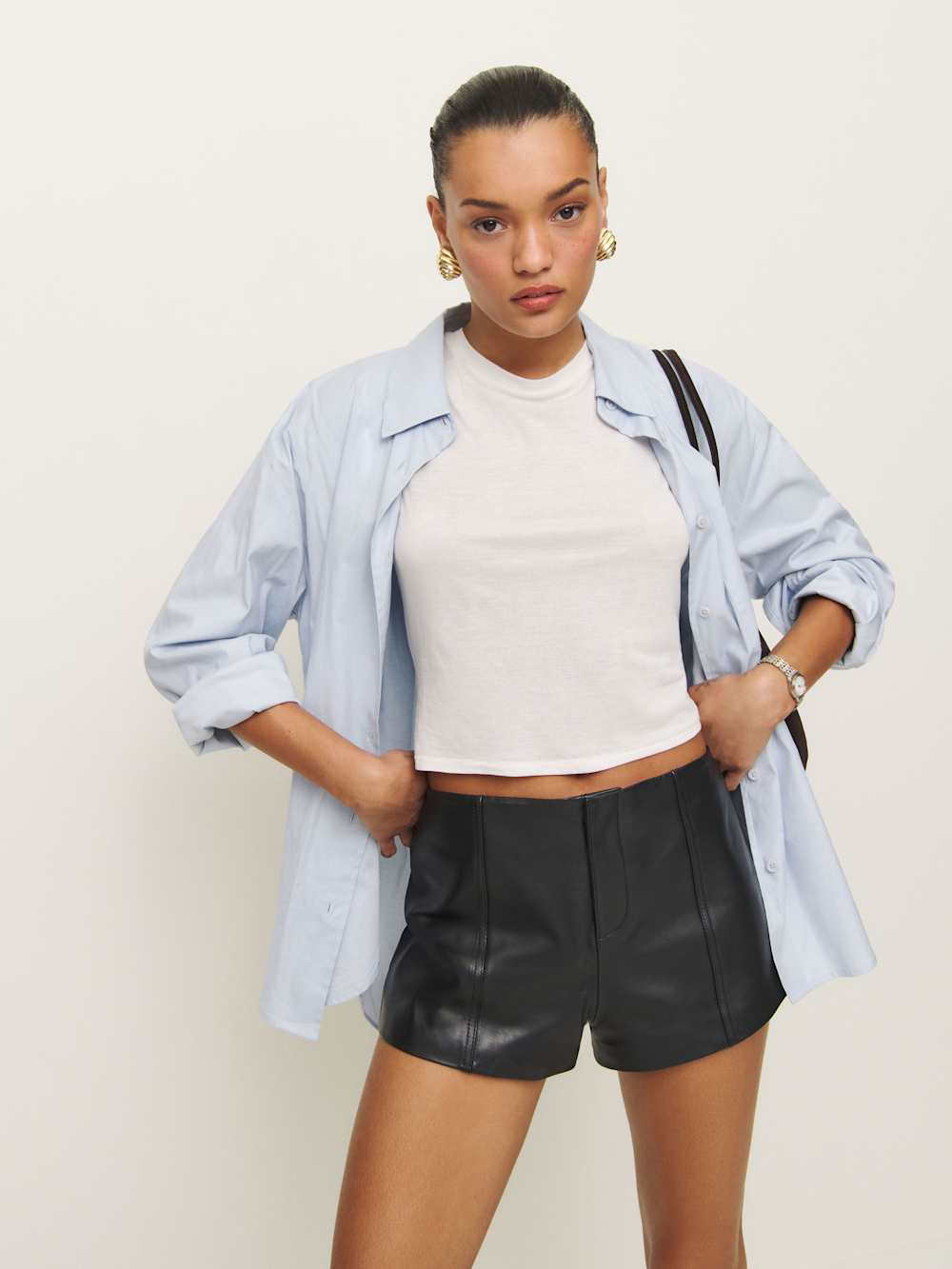 Reformation Veda Rory Leather Short - Black