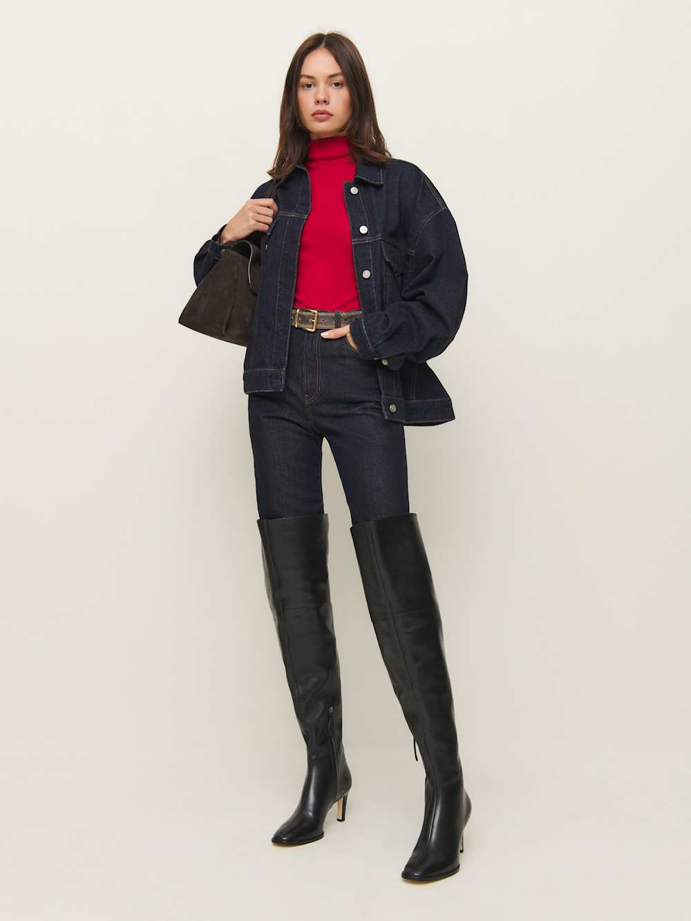 Reformation Giles Over The Knee Boot - Black Leather