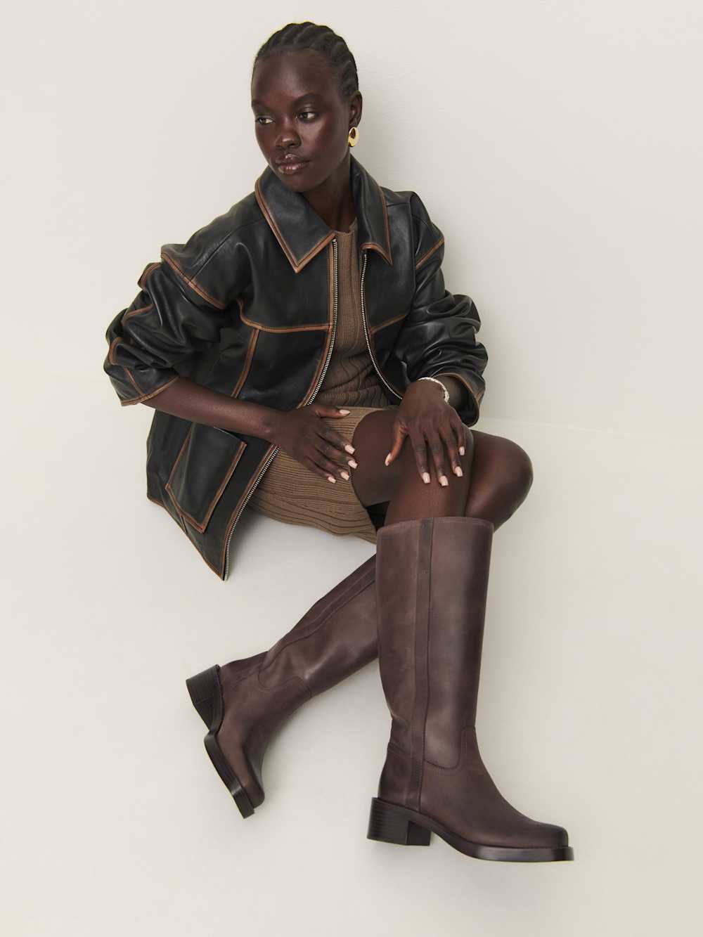Reformation Frances Knee High Boot - Distressed Brown