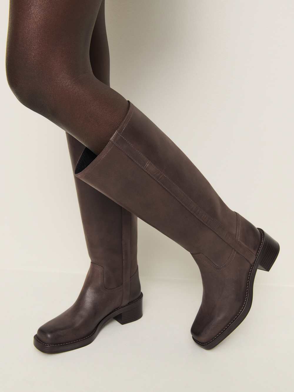 Reformation Frances Knee High Boot - Distressed Brown