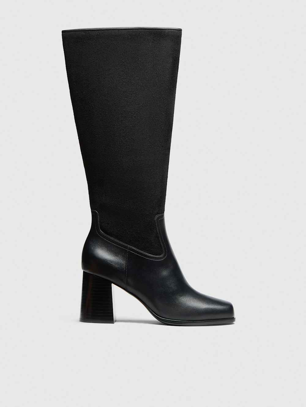 Reformation Frederique Knee High Boot - Black Suede Leather