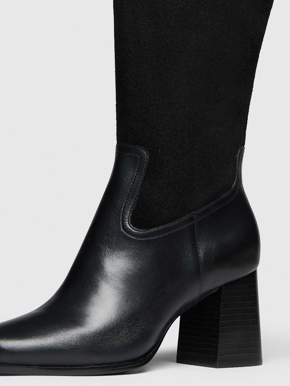 Reformation Frederique Knee High Boot - Black Suede Leather