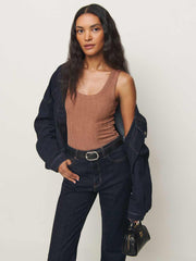 Reformation Fiore Knit Top - Toffee