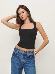 Reformation Sienna Knit Top - Black