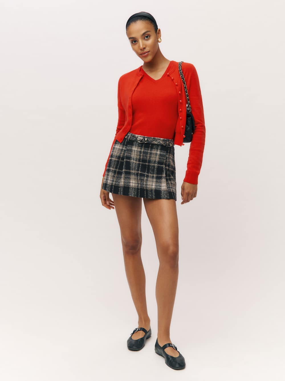 Reformation Rory Skirt - Black Plaid
