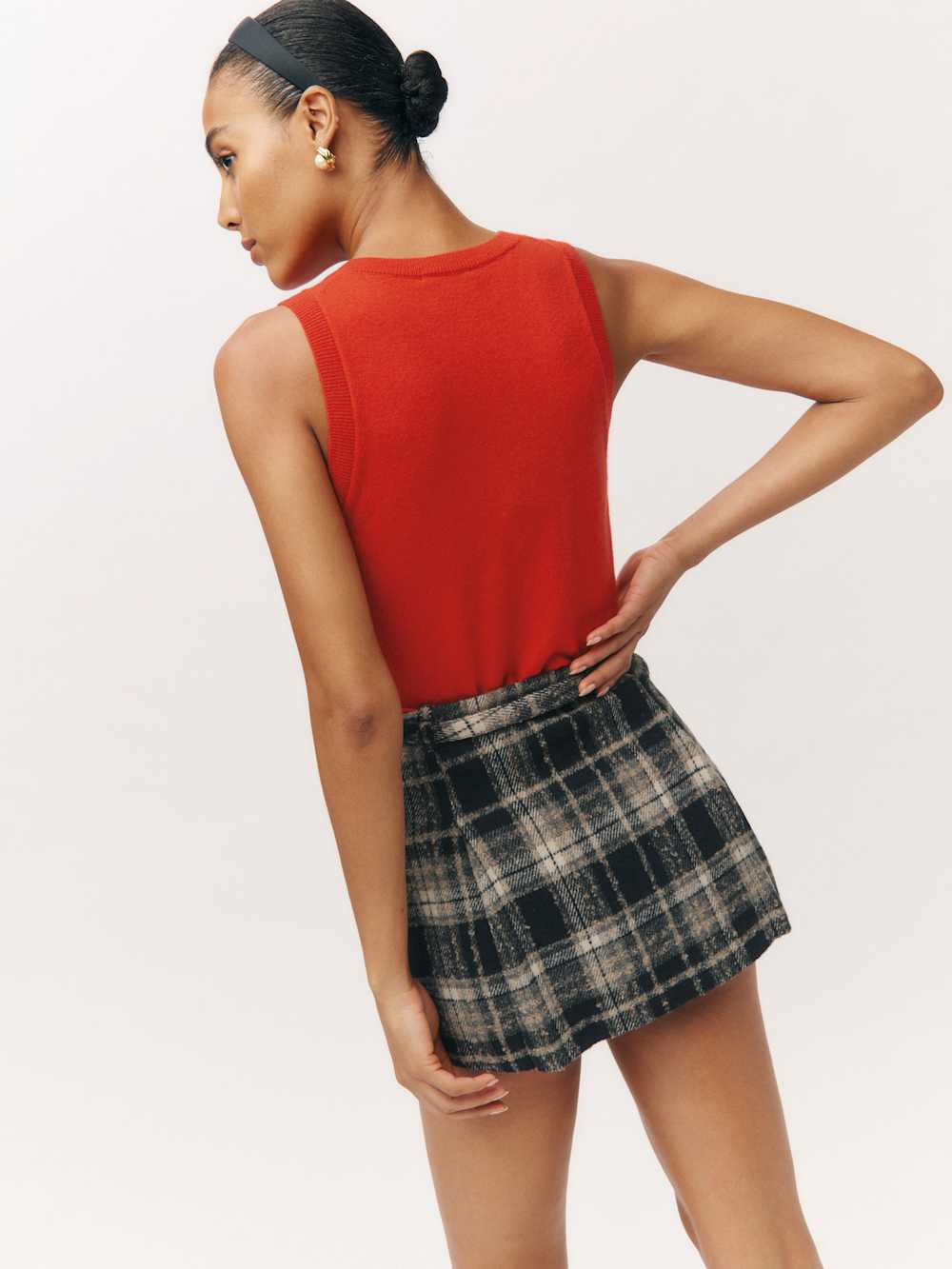 Reformation Rory Skirt - Black Plaid