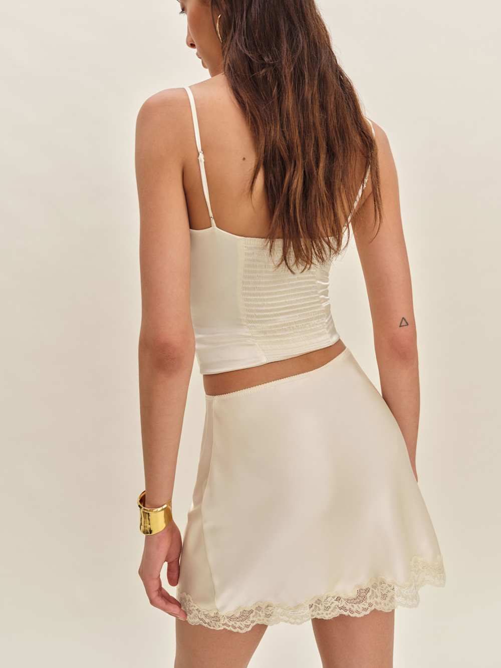 Reformation Neera Satin Skirt - Almond