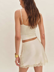 Reformation Neera Satin Skirt - Almond