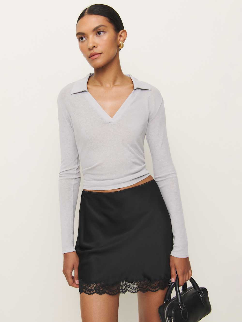 Reformation Neera Satin Skirt - Black