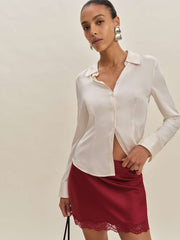 Reformation Neera Satin Skirt - Rubies