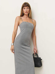 Reformation Angelo Dress - Grey Pinstripe