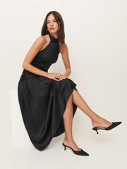 Reformation Petites Zaria Silk Dress - Black
