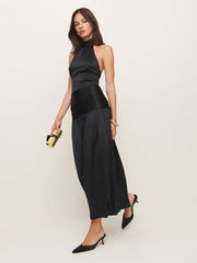 Reformation Petites Zaria Silk Dress - Black