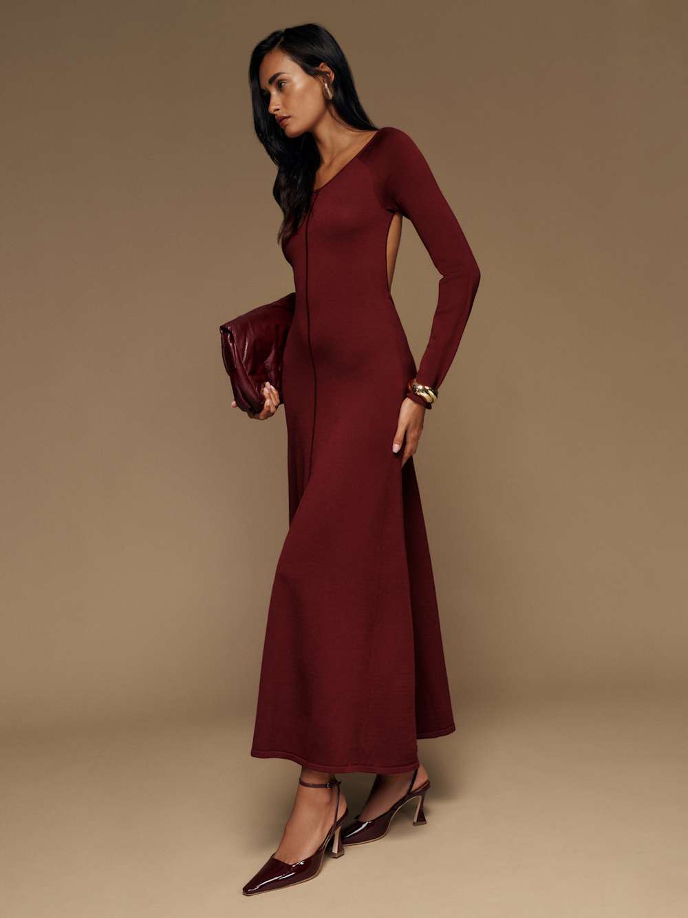 Reformation Livia Regenerative Merino Sweater Dress - Chianti