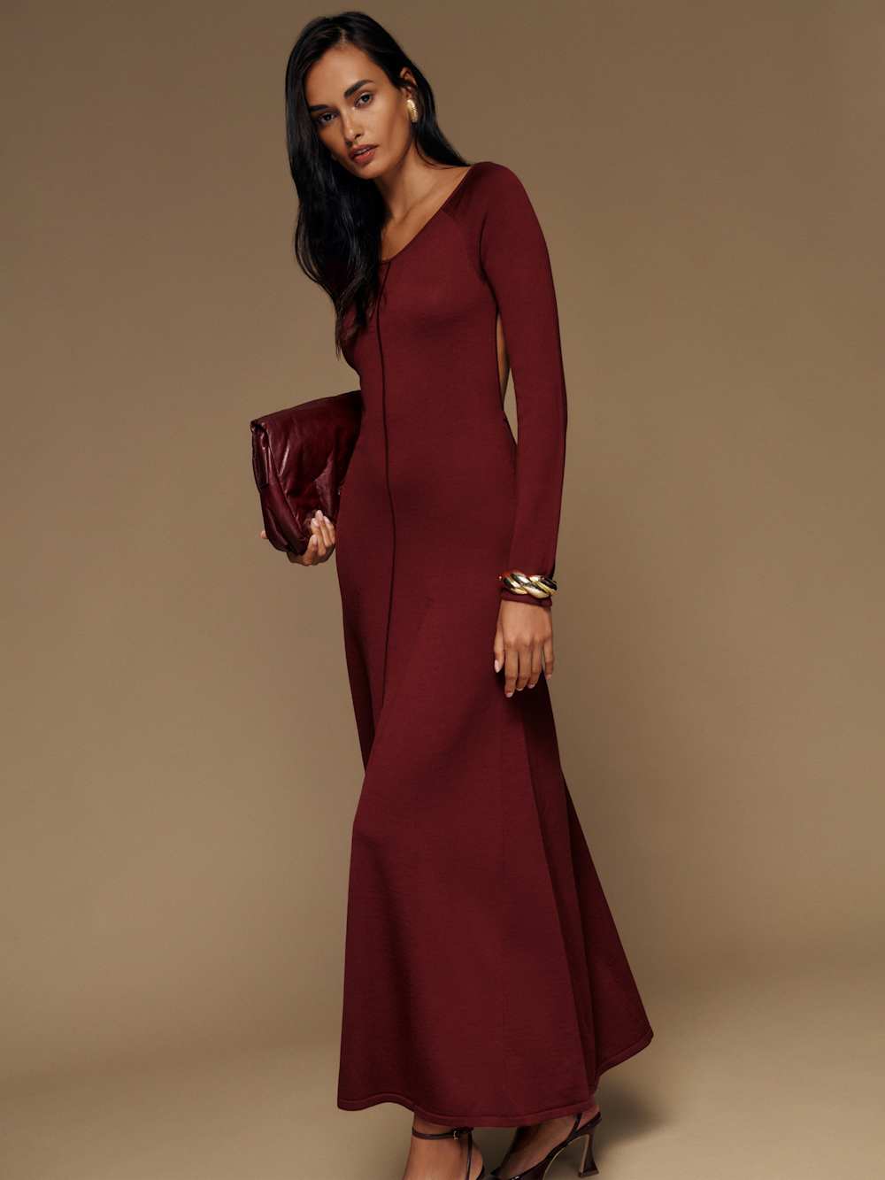 Reformation Livia Regenerative Merino Sweater Dress - Chianti