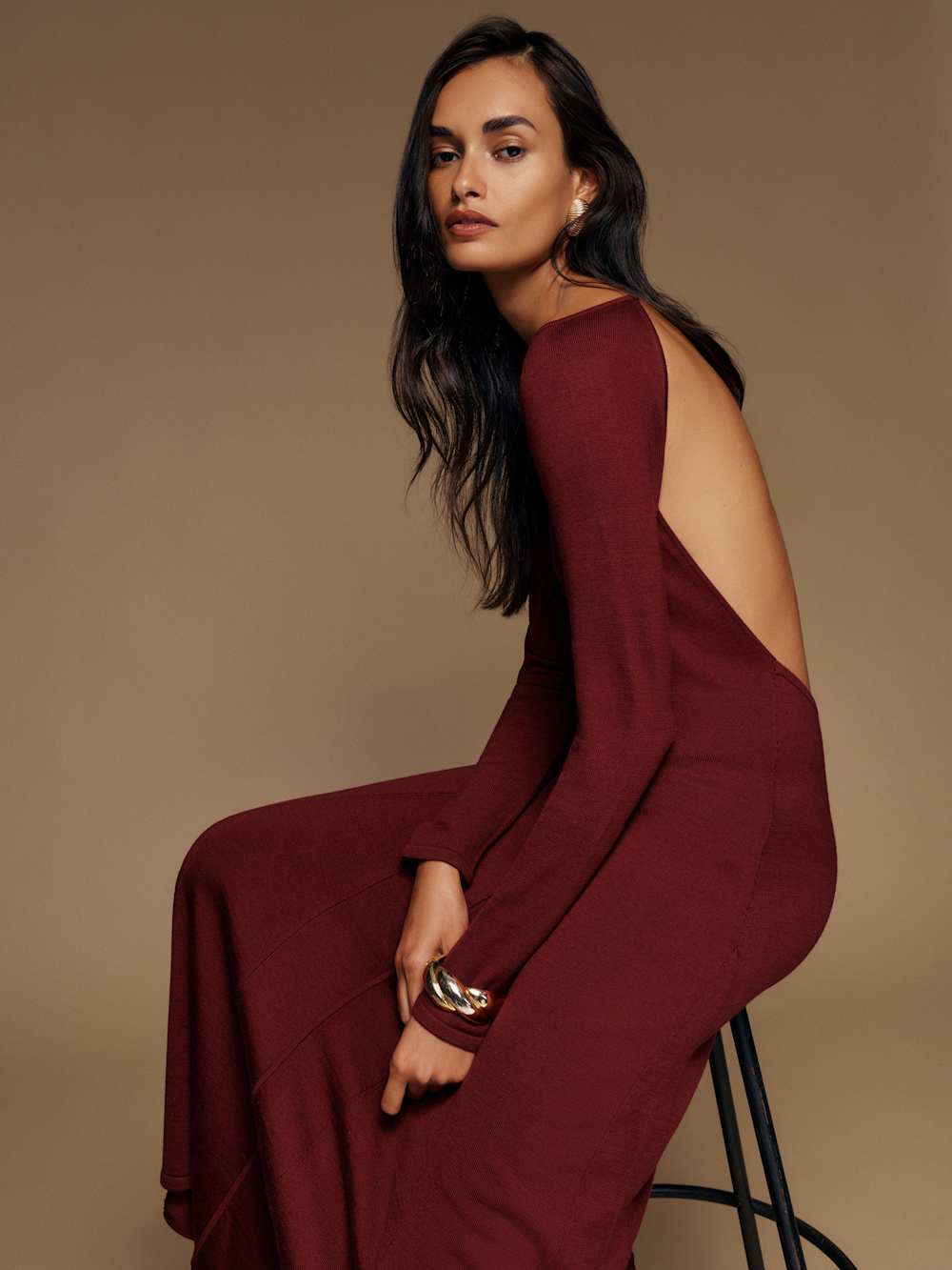 Reformation Livia Regenerative Merino Sweater Dress - Chianti