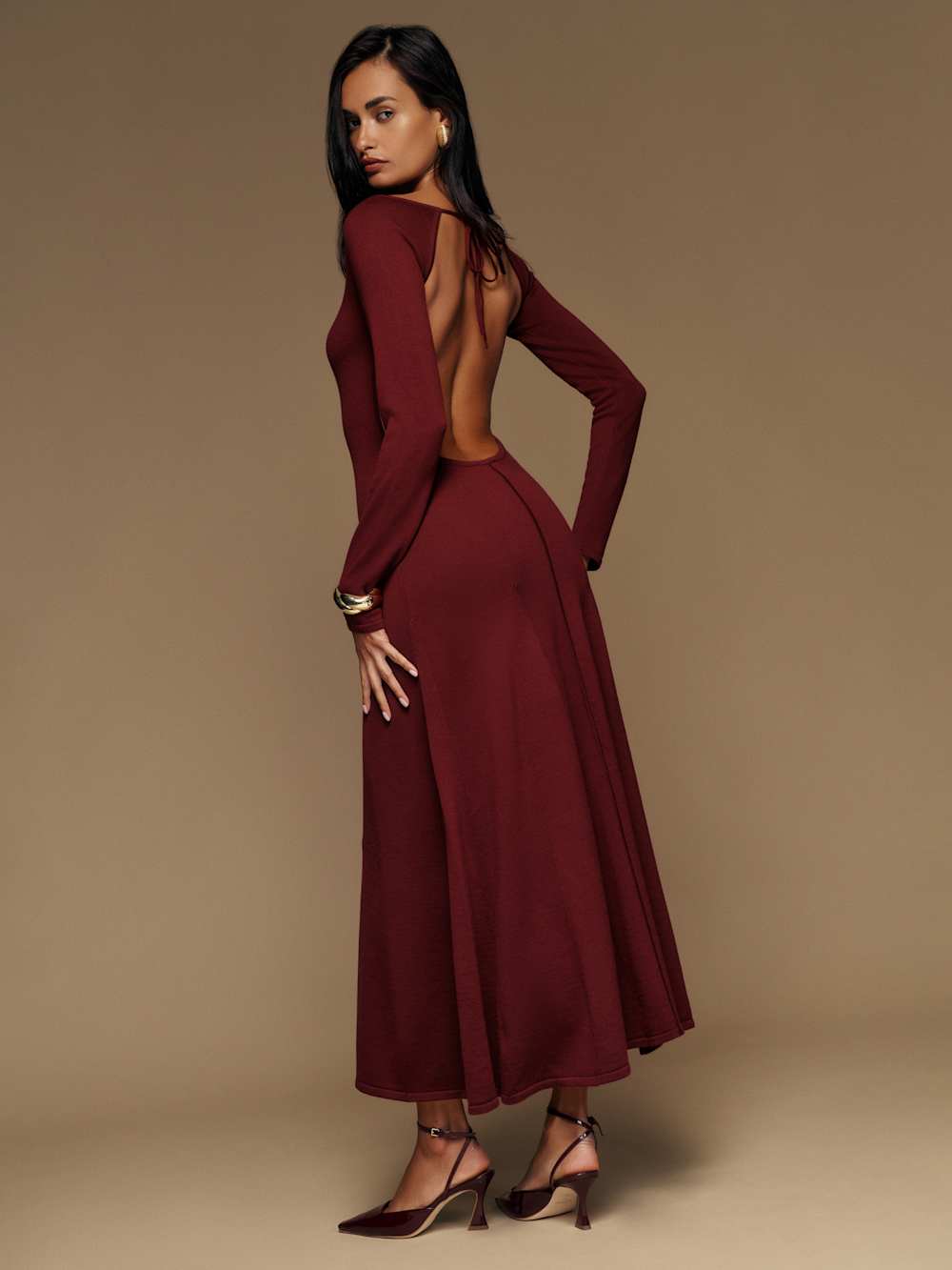 Reformation Livia Regenerative Merino Sweater Dress - Chianti