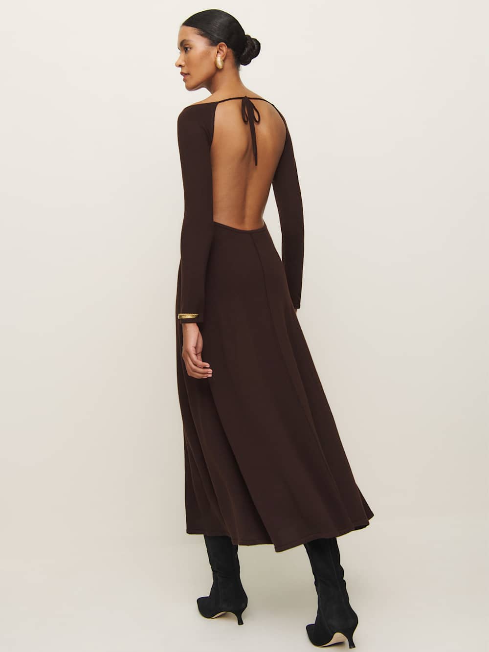 Reformation Livia Regenerative Merino Sweater Dress - Mole