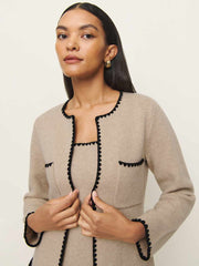Reformation Isabelle Regenerative Wool Sweater Jacket - Linen