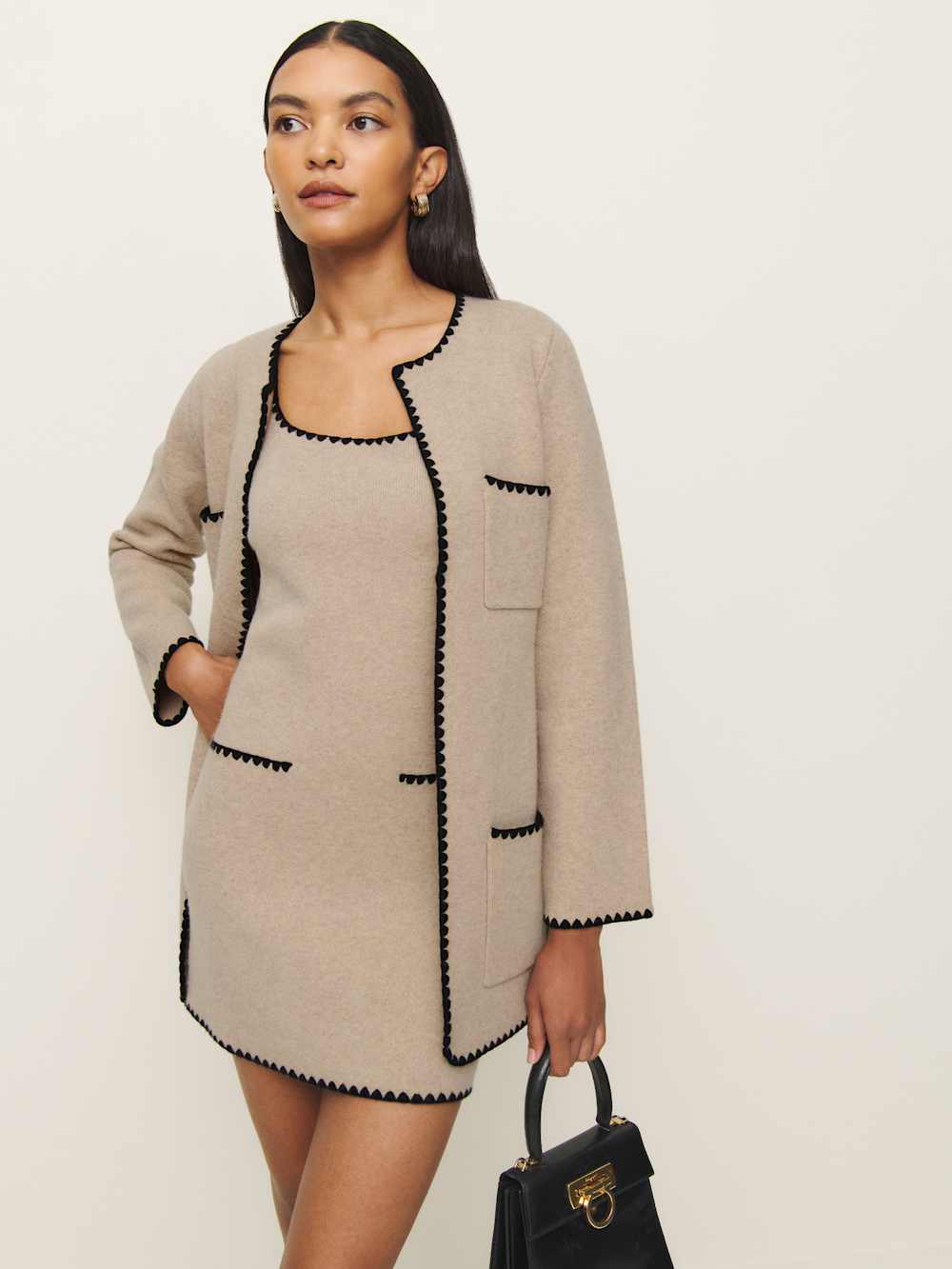 Reformation Isabelle Regenerative Wool Sweater Jacket - Linen