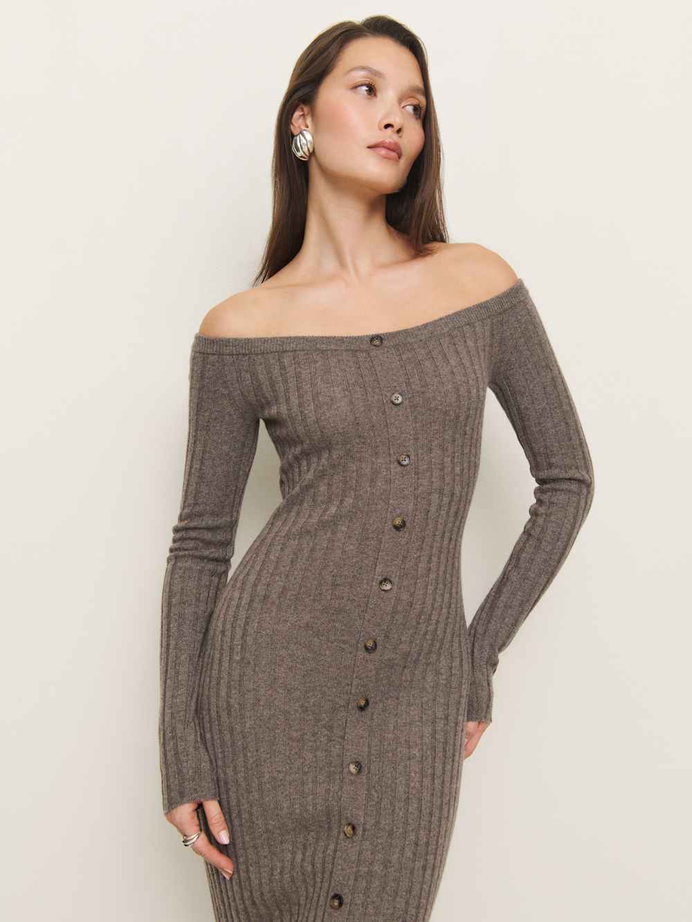 Reformation Nara Cashmere Sweater Dress - Cocoa