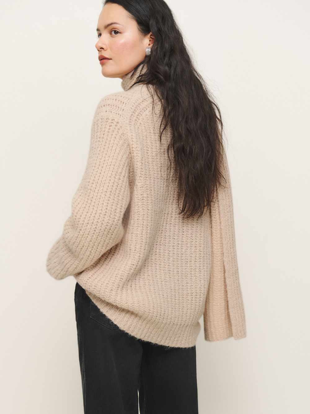 Reformation Spence Scarf Sweater - Wheat