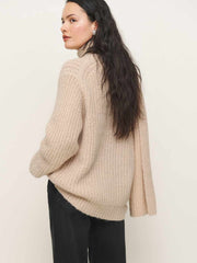 Reformation Spence Scarf Sweater - Wheat