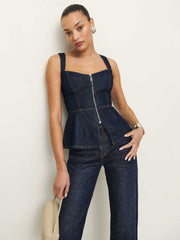Reformation Zeta Denim Top - Grenada
