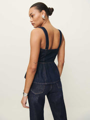 Reformation Zeta Denim Top - Grenada