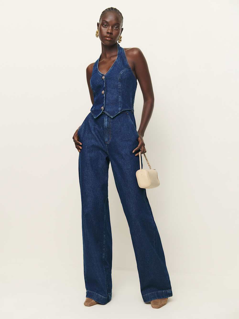 Reformation Lorenza Denim Jumpsuit - Salinas