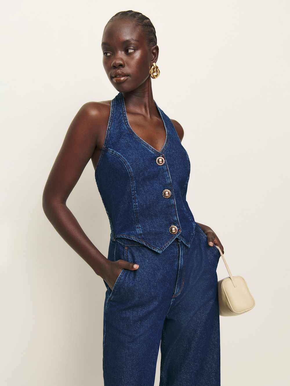 Reformation Lorenza Denim Jumpsuit - Salinas