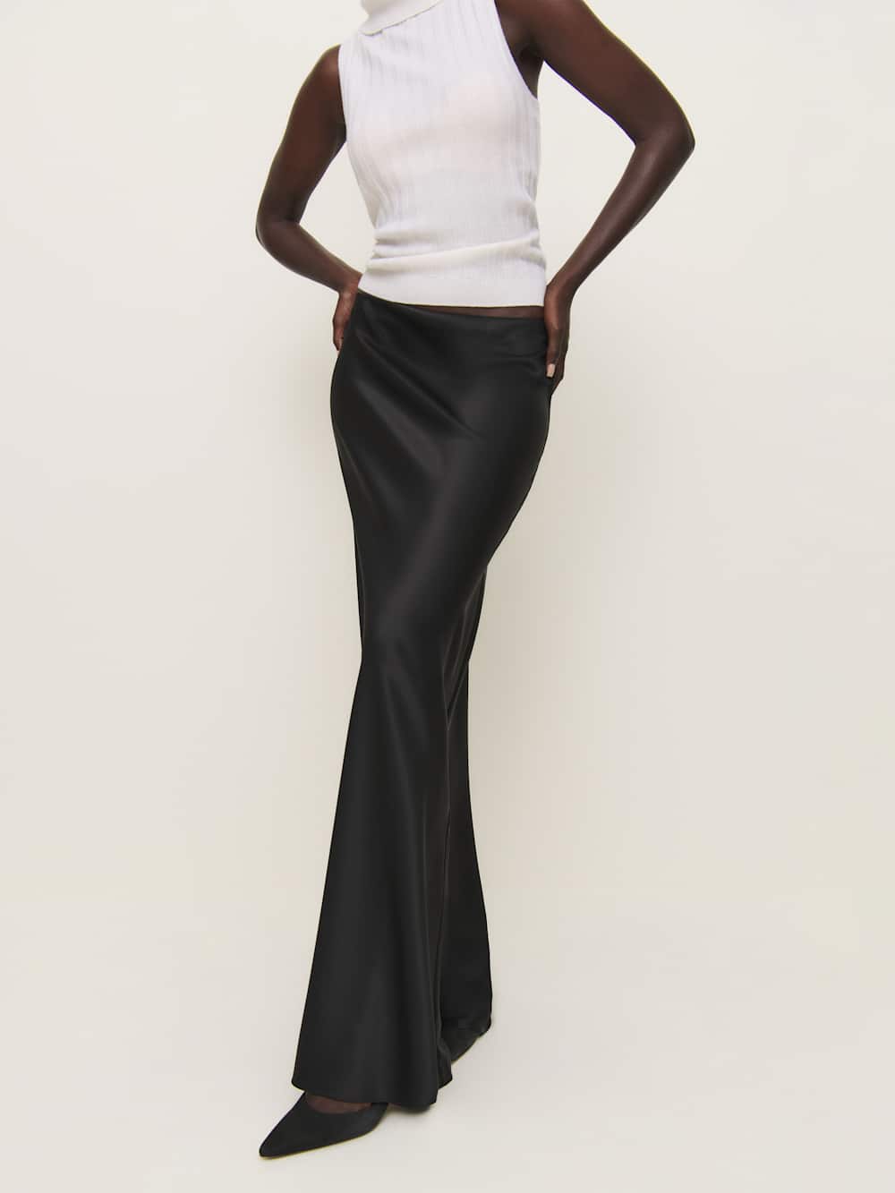 Reformation Bella Satin Skirt - Black