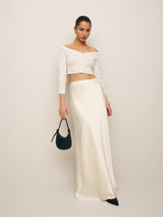 Reformation Bella Satin Skirt - Fior Di Latte
