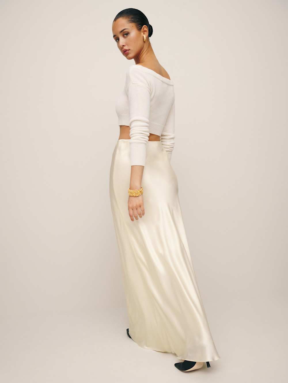 Reformation Bella Satin Skirt - Fior Di Latte