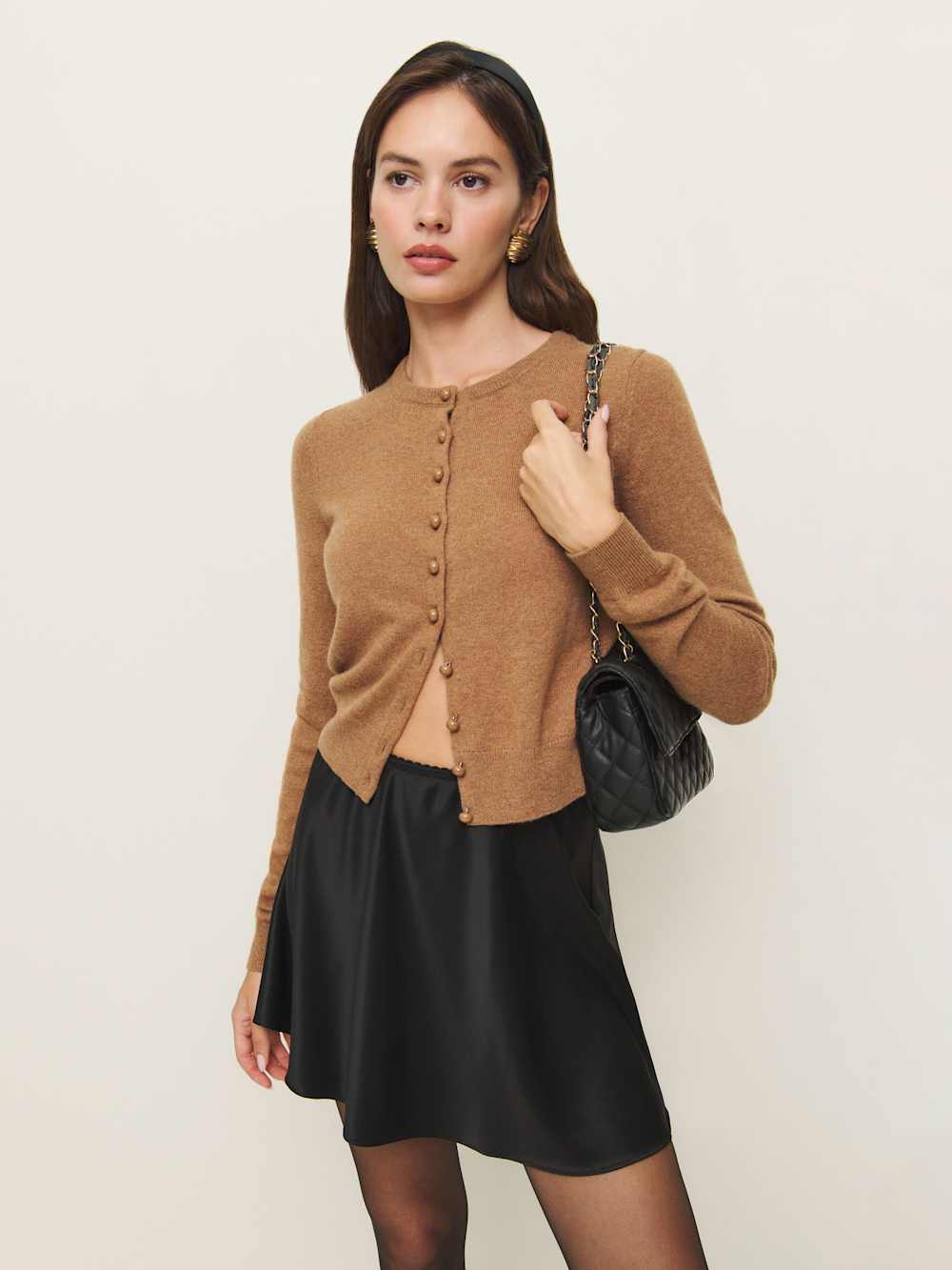 Reformation Brandy Satin Skirt - Black