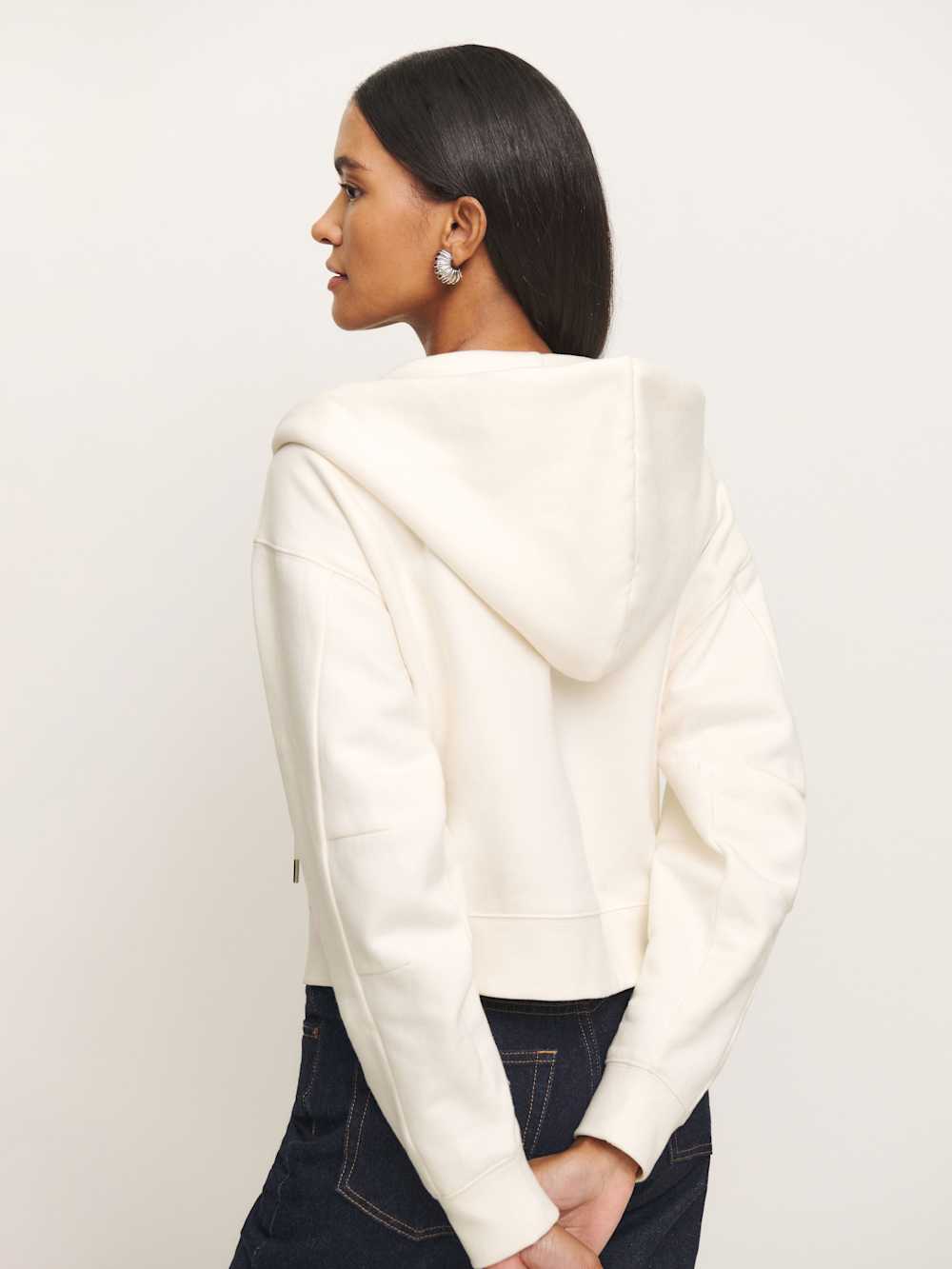 Reformation Austin Zip Up Hoodie - Fior Di Latte