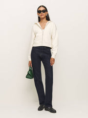 Reformation Austin Zip Up Hoodie - Fior Di Latte