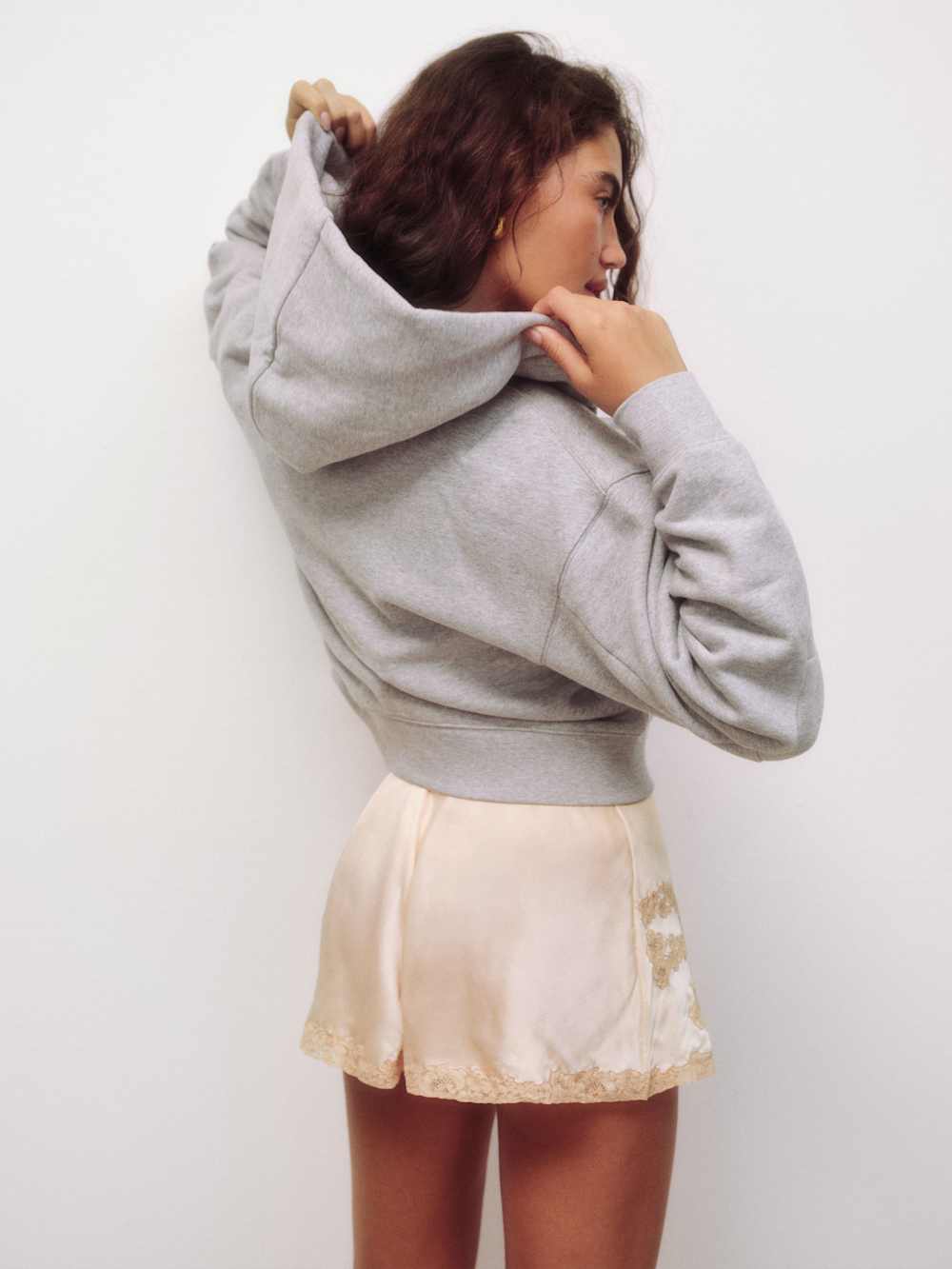 Reformation Austin Zip Up Hoodie - Heather Grey
