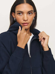 Reformation Austin Zip Up Hoodie - Midnight