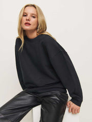 Reformation Emma Classic Crewneck Sweatshirt - Black